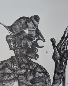 "A New God" 12" x 12" marker on textured paper (unframed) $150