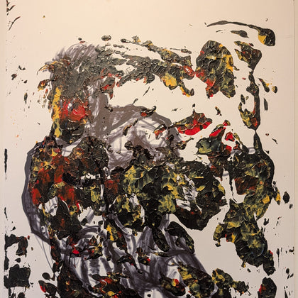 Debris $75  2025 30"x20" Acrylic and Marker on Illustration Board Framed