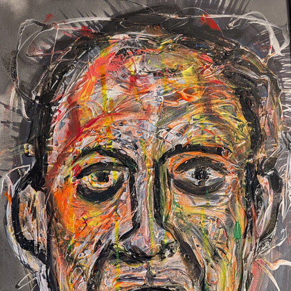 "Disillusion" $200 2026 30"x20" Acrylic on Masonite