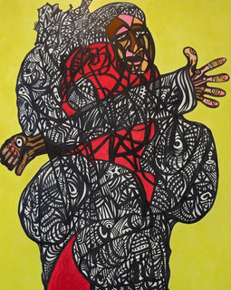 Entangled $200 30"x20" Acrylic and Marker on Illustration Bolard