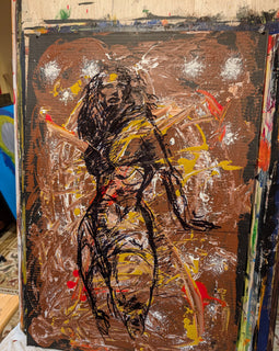 "Ethereal Nude Number 2" 30x20 Acrylic and Marker on Cardboard