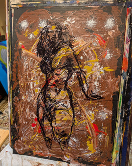 "Ethereal Nude Number 2" 30x20 Acrylic and Marker on Cardboard