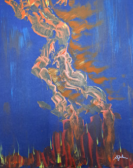 "Lake of Fire" $185 30x20 Acrylic on Illustration Board Framed