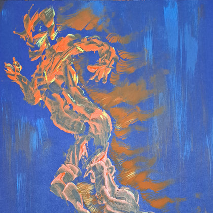 "Lake of Fire" $185 30x20 Acrylic on Illustration Board Framed