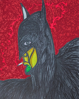 "PTSD" $500 2023 40"x 30" Mixed Media on Illustration Board in Snap Frame