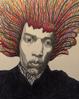 'Scuse Me While I Kiss the Sky $550 20"x30" Pencil and Marker on Illustration board in high quality matted frame