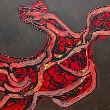 "Visceral Amoeba" $500 2025 30"x40" Acrylic on Canvas Unframed