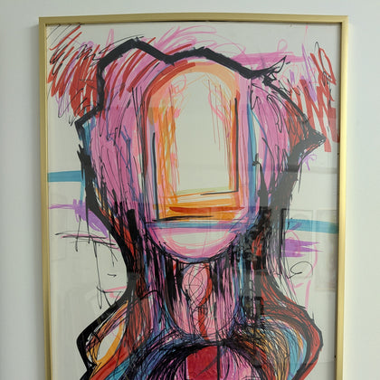"Go" 36x24 $100 2021 Marker on Foam Core Framed